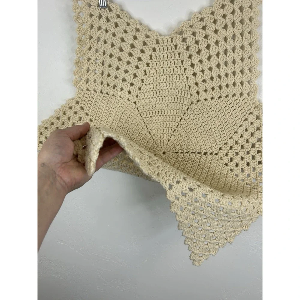 Six Pointed Crotchet Star Extra Large Yarn Doily Table Runner Decor Vintage Boho